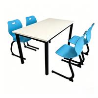Ensemble table et chaises de salle à manger en plastique léger, écologique, durable, gain de place, 4 places, design minimaliste pour restaurant, école