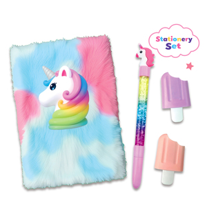 Set <span class=keywords><strong>di</strong></span> 5 quaderni con diario in peluche unicorno <span class=keywords><strong>arcobaleno</strong></span> e giocattolo squishy per bambini dai 5 anni in su, regalo <span class=keywords><strong>di</strong></span> cancelleria per scrivere e disegnare - Product Image 3