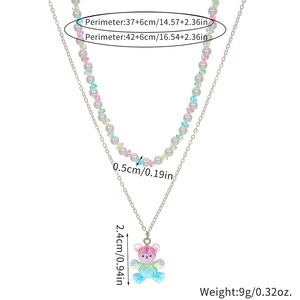 Collar de Cadena Dorada con Colgante de Osito de Goma Colorido, Diseño Nuevo, Moda Dulce, con Cuentas de Piedras Acrílicas y Perlas - Product Image 6