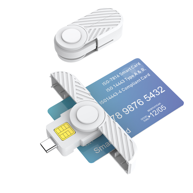 Rocketek ISO7816 New Foldable CAC USB Type C Smart Chip Card Reader Mobile Android Credit Bank Card Readers