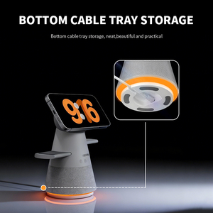 สินค้าใหม่ปี 2026 แท่นชาร์จไร้สายแบบหมุนได้ <span class=keywords><strong>5</strong></span> in 1 แม่เหล็กอเนกประสงค์ 15W พร้อมนาฬิกา ลำโพงบลูทูธ แท่นชาร์จแบบซ่อน R10 - Product Image 4