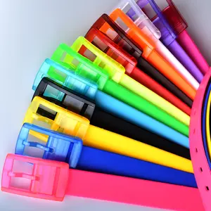 Plus Size Unisex Kleur Siliconen Pin Gesp Riem Candy Kleur Metaalvrije Plastic Broek Riem Fabriek Directe Verkoop