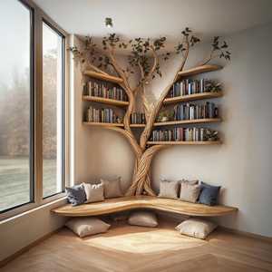 Kệ gỗ tự nhiên cạnh sống động, làm thủ công, treo tường, chất liệu gỗ nguyên khối, trang trí tường - Product Image 3