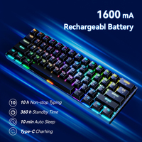 Clavier Mécanique Sans Fil 60% avec Commutateurs Marrons, RGB, Bluetooth/2.4Ghz/Filaire 3 Modes, 61 Touches Compactes, Clavier de Jeu à Commutateurs Rouges