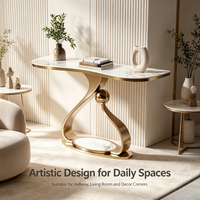 Table d'entrée en marbre, console d'entrée moderne et minimaliste de luxe, bureau mural pour salon, petite et grande taille