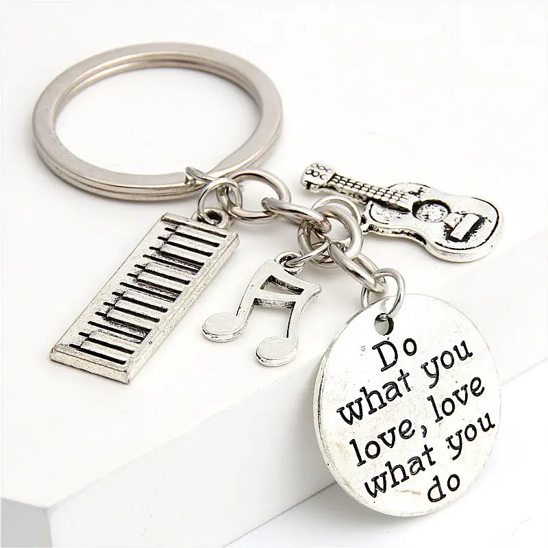 Creativity Bag Hanging Decoration DO WHAT YOU LOVE,LOVE WHAT YOU DO Gift Music Note Guitar Piano Key Chain Key Ring Keychains