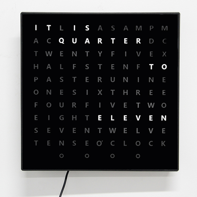 CHEETIE CP37M Art Deco Digital Square Shape Wall Word Clock Home Decor English Text Light up