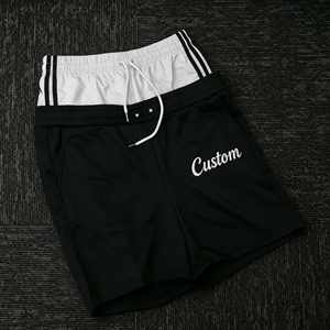 Custom Logo 320G Heavyweight Double <b>Layer</b> Waist Shorts Vintage Streetwear Patchwork Shorts - Product Image 4