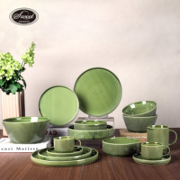 SWT Promotion : Assiettes en céramique vintage pour événements de mariage, services de vaisselle en New Bone China, ensembles d'assiettes en porcelaine à motifs floraux verts