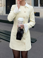 Ensemble robe deux pièces pour femme 2026 avec manches à volants en dentelle et bouton unique