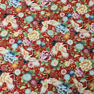 Tissu en coton japonais métallisé Lurex de style oriental, motif traditionnel de grue pour vêtements masculins, nappe, pardessus - Product Image 5