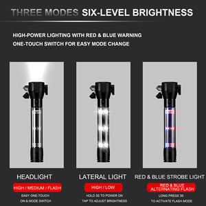 Martillo Rompeventanas de Emergencia Negro con Linterna para Autos, Autobuses, Camiones y Autocaravanas - Product Image 5