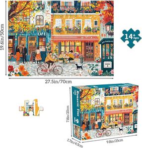 Puzzle de 1000 pièces entièrement imprimé en couleur - Charmant design parisien pour adultes et enfants, papier recyclé, coins carrés, mat/brillant - Product Image 1