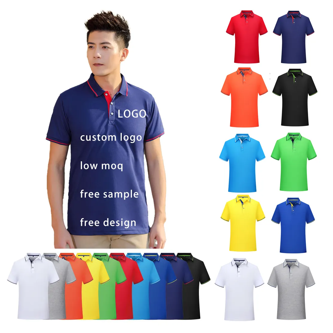 High Quality Polo T-shirt Custom Logo Printed Summer Plain Man Silk Cotton Clothes Men's Polo Neck T-Shirts For Men Women