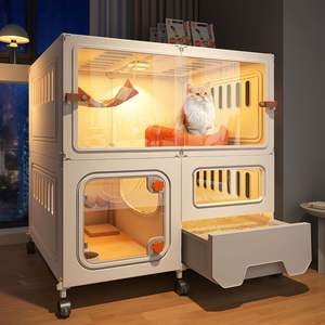 Villa pour <span class=keywords><strong>chat</strong></span> avec tiroir <span class=keywords><strong>de</strong></span> toilette intégré offrant un espace intérieur libre extra large une maison pour chats avec une chambre - Product Image 3