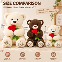 Ours en peluche personnalisé tenant un cœur, peluche pour cadeau de demande en mariage et compagnon romantique