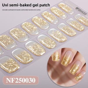 Autocollants 3D semi-durcis en gel pour ongles, motif rayures or et rose, durables, à polymérisation semi-UV, adhésifs, pour décoration d'ongles et nail art - Product Image 6