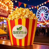 Einweg-Popcornboxen im Großhandel, Bedruckte Weiße Papier-Popcornbehälter, Ölfest für Kiosk und Verkaufsstände