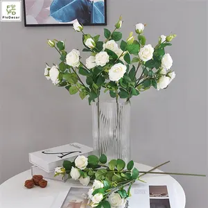 Wholesale 5 Heads Artificial Silk Spray Rose Flowers For Decoration Wedding Home Party Red Rose Flower