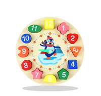 Juego de Mesa Montessori 3D de Clasificación de Formas y Reloj, Rompecabezas de Geometría de Dibujos Animados, Juguetes Educativos de Aprendizaje Temprano para Niños y Niñas