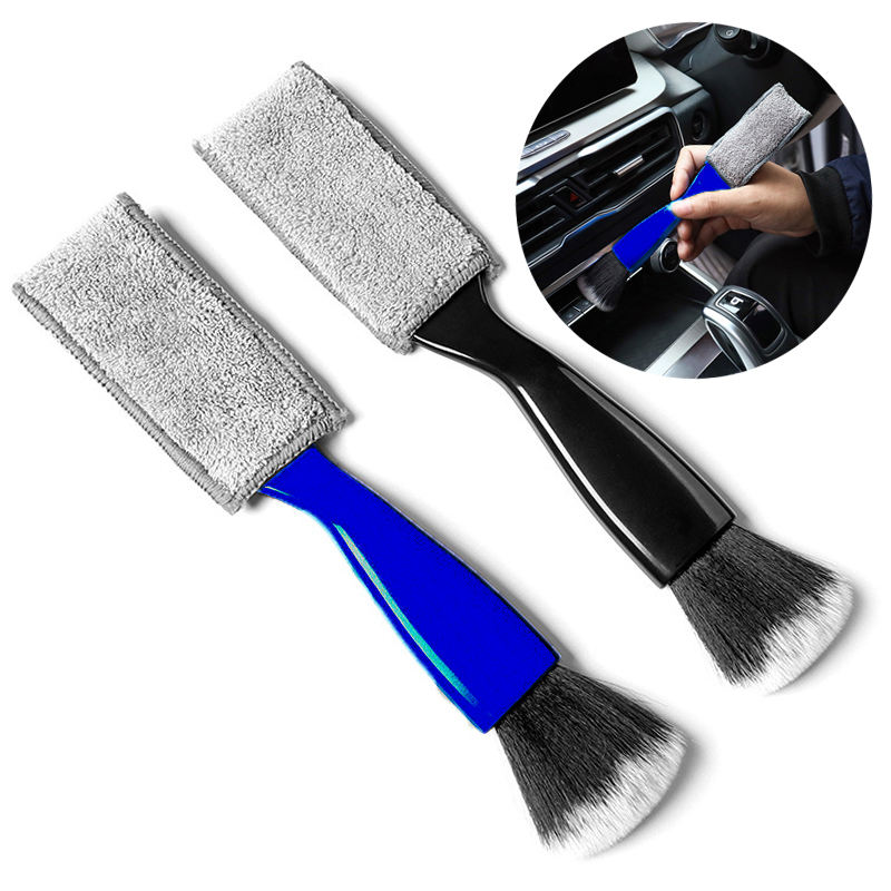 Dupla cabeça escova para limpeza do carro Portátil Car Interior detalhando escova Car Dust Brush Exterior cerdas macias