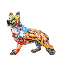 تصميم جديد ديكور المنزل الحديث تمثال الحيوان الكلاب التماثيل الكتابة على الجدران الملونة الراعي الألماني تمثال على شكل كلب الراتنج الحرف