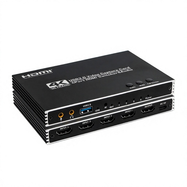 Hardrock S-2H7 1826-Series HD Four-Channel Capture Card for Input/Output 4K Splitter Outputs Via USB 3.0 Windows 7 Compatible