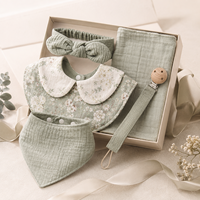 Ensemble de bandeaux imprimés super doux et absorbants pour nouveau-nés sans BPA, bavoirs en coton et lin pour bébés