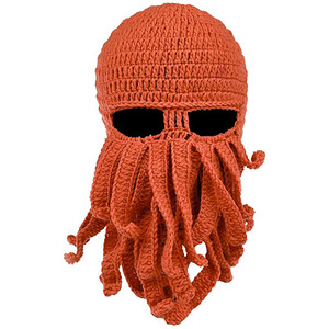Gorro de punto creativo y divertido con tentáculos de pulpo y barba larga para hombre y mujer, pasamontañas cálido de invierno, disfraz de Halloween, máscara de cosplay - Product Image 2