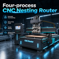 Routeur CNC de nesting à quatre processeurs Shandong Chenmai, machine robuste avec corps stable et précision élevée pour le fraisage de panneaux de portes d'armoires