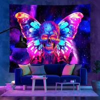 En stock – Tapisserie murale réactive aux UV « Loup Dragon » – Décoration lumineuse pour intérieur, extérieur, festivals et fêtes