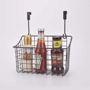 Nhà bếp phòng tắm sắt cửa trở lại Lưới lưu trữ giỏ tủ hình chữ nhật dây kim loại Treo Giỏ cho gia vị - Product Image 3