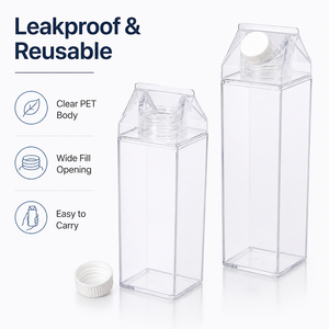 Botellas de Cartón para Leche PET Transparentes al por Mayor con Tapas de Rosca Herméticas para Jugos, Leche, Té, Café y Bebidas Frías - Product Image 2