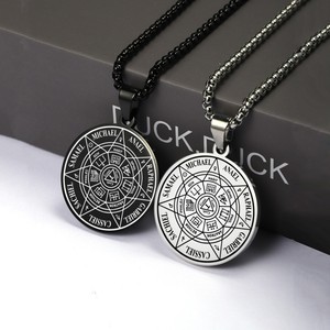 Collar con Colgante del Siglo de los Siete Arcángeles |   Amuleto de Protección Mágica de Acero Inoxidable Chapado en Oro PVD de 18K para Hombres y Mujeres - Product Image 3