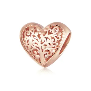 Tự làm đính cườm Vòng đeo tay vòng cổ đặt nhà máy bán buôn Rose Gold Sterling Silver mạ Hollow Drop đồ trang sức thời trang mặt dây Charms