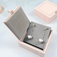 Boîte à bijoux ABCOPink en papier avec cadre doré, boîte à bijoux en tissu cachemire de haute qualité, boîte à collier, boîte à bagues, boîte à boucles d'oreilles