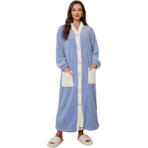 Spedizione Gratuita: Vestaglia Kimono Lunga in <span class=keywords><strong>Pile</strong></span> per <span class=keywords><strong>Donna</strong></span> <span class=keywords><strong>con</strong></span> Tasche e <span class=keywords><strong>Bottoni</strong></span>, Camicia da Notte Personalizzata - Product Image 1