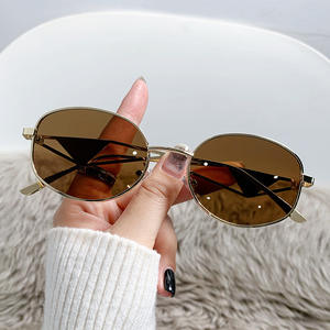 Gafas de Sol Ovaladas para Mujer, Montura Metálica, Protección UV400, Lentes de PC de Marco Completo, YC11256-D6 - Product Image 3