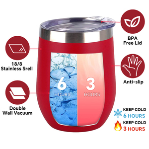 Tasses à vin modernes en acier inoxydable à double paroi isolées, sans pied, 12 oz, avec revêtement poudré et couleur personnalisée, de qualité alimentaire et de luxe - Product Image 4