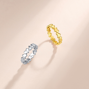 Anello Nuziale in Argento Sterling S925 Placcato Oro 14K e Rodio con Design a Cuori Interconnessi Lucidati per Donne - Product Image 4