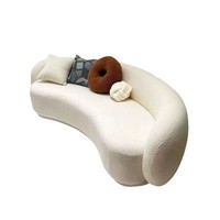 Nouveau Design Canapé Courbé Lune Meuble de Salon Confortable Canapé Moderne en Tissu Laine d'Agneau Blanc