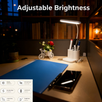 Lampe de bureau à LED rechargeable avec support pour stylo, veilleuse pour dortoir et chambre, lampe de lecture pour bureau et étude