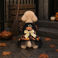 Tenue d'Halloween 2026 pour animaux de compagnie : Robe de princesse citrouille en mélange de coton avec nœud pour chien, idéale pour les fêtes