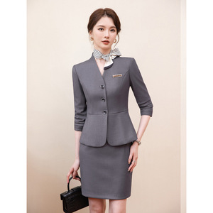 Women's Professional Suit Set Long Sleeve Polyester Workwear For Office Hotel Beauty Salon Jewelry Store - Product Image 3