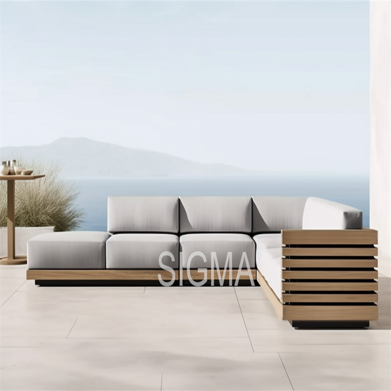 2023 Design Luxury Fashion Wholesale Garden Outside Patio Durable Strong Solid Teak Modern Hotel Sofa Set Living Room