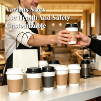 Gobelets à café chauds jetables ZJPACK 16oz à double paroi en papier kraft de qualité alimentaire, recyclables, avec revêtement PE, logo personnalisé, vente en gros