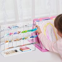 Boîte de rangement pour marqueurs en acrylique portable et légère, transparente, avec support incliné pour stylos et crayons, pour le bureau, la papeterie, les fournitures artistiques