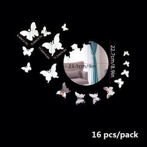16 Pieces 3D Acrylic Mirror <b>Wall</b> <b>Decor</b> <b>Stickers</b> DIY Removable Butterfly Decals for Home Living Room Bedroom - Product Image 2