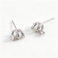 Boucles d'oreilles clous serpent torsadées en argent sterling 925 plaqué or 18 carats, délicates, vente en gros