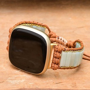 Bracelet de montre Amazonite en forme de Tube bohème, réglable, fait à la main, remplacement de bracelet de montre Unique pour <span class=keywords><strong>Fibit</strong></span> Versa 3/Sense 2 - Product Image 1
